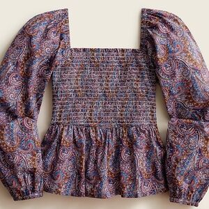 J. Crew Smocked Top In Liberty Tropical Prince Sz S Coquette Cottagecore Prairie